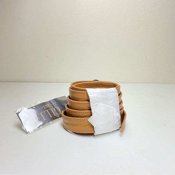 G.I.L.I. Obi Reversible Leather Embossed Wrap Belt Medium/Large Tan main image 2